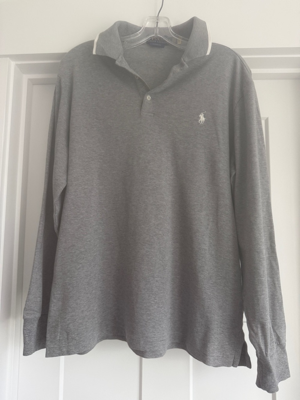 Ralph Lauren Grey Classic Fit Soft Cotton Long Sleeve Polo